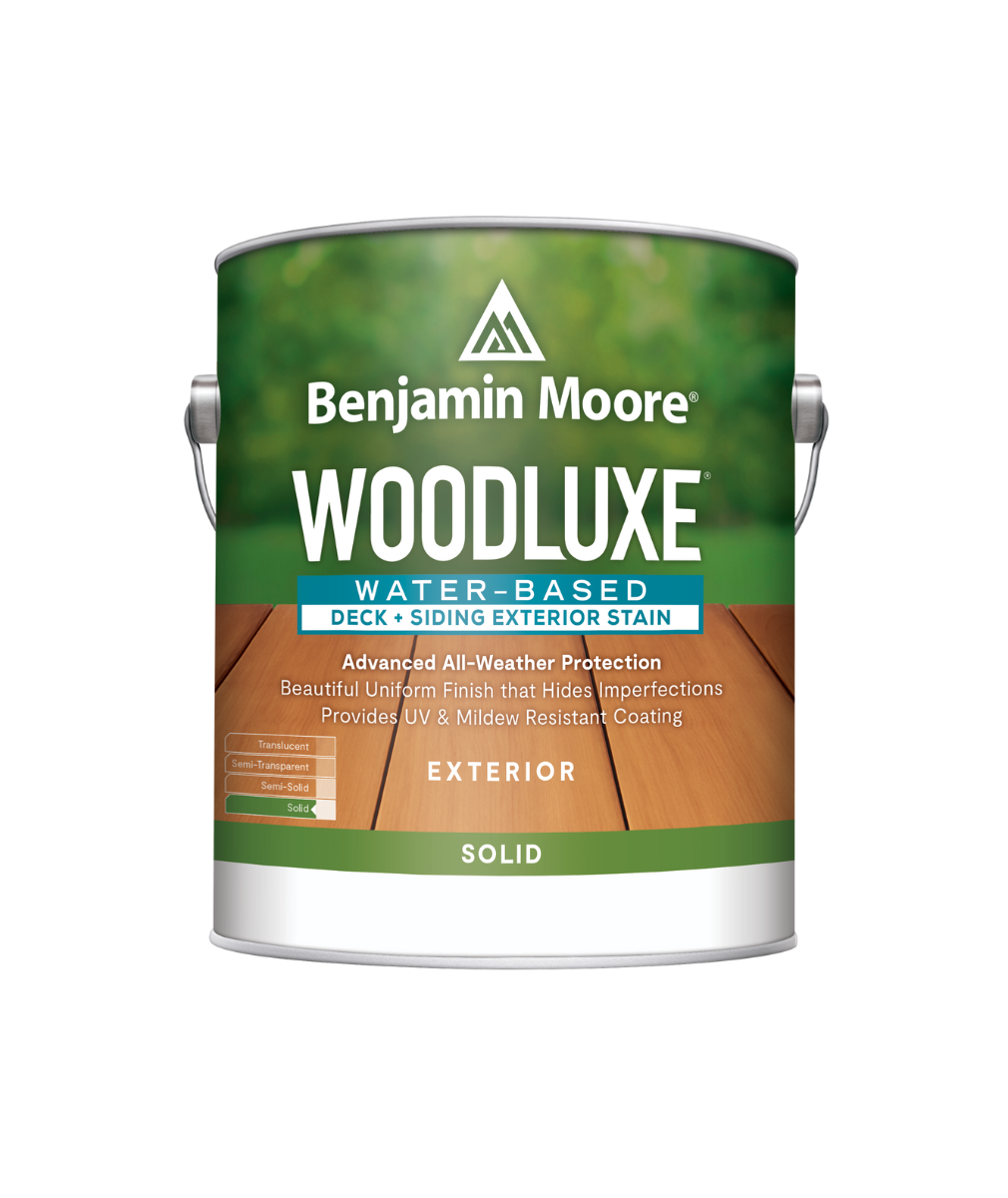 Benjamin Moore Woodluxe® Water-Based Solid Exterior Stain available at Mallory Paints in Washington State & Idaho..