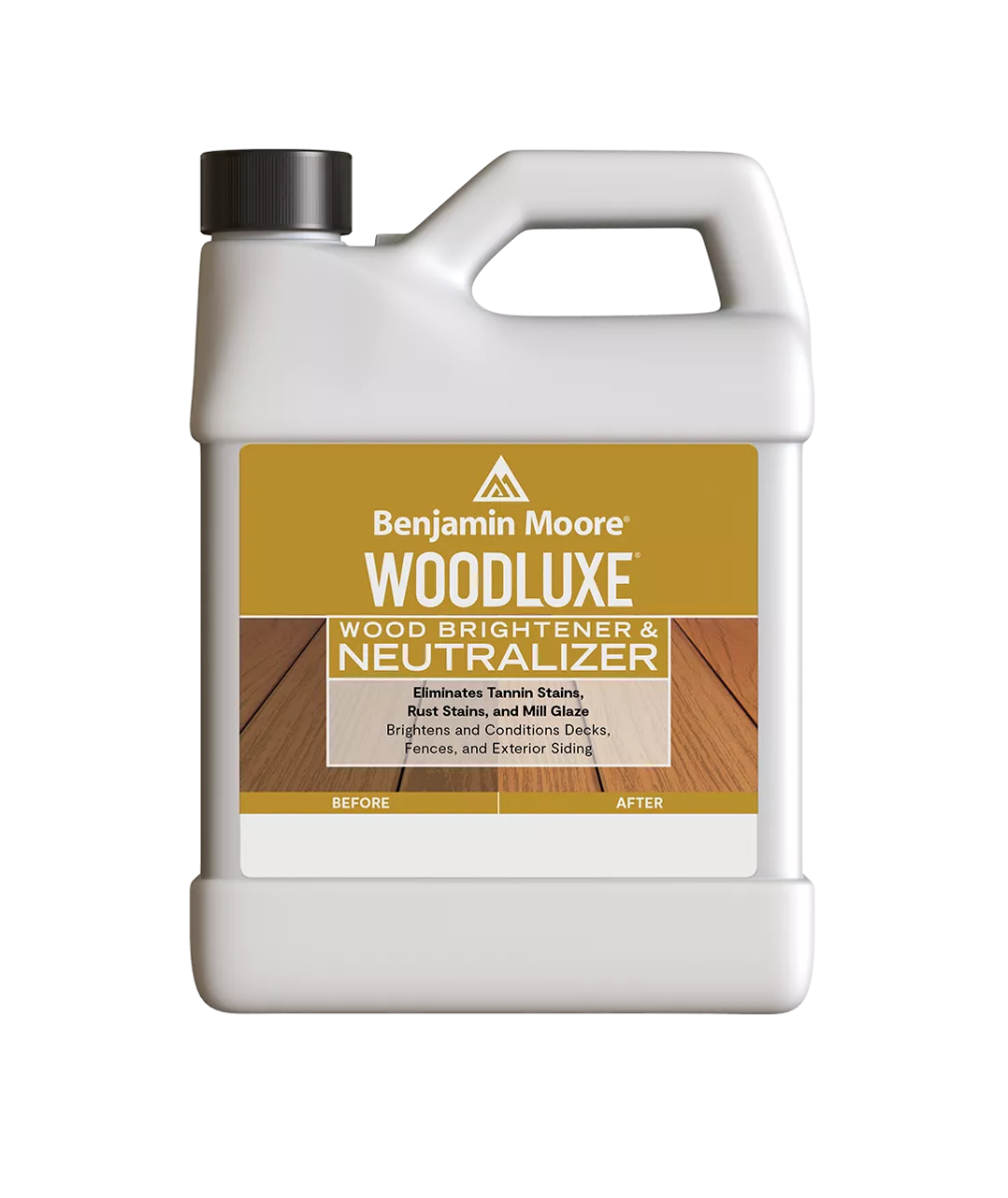 Benjamin Moore Woodluxe Wood Brightener & Neutralizer Gallon available at Mallory Paints in Washington State & Idaho.